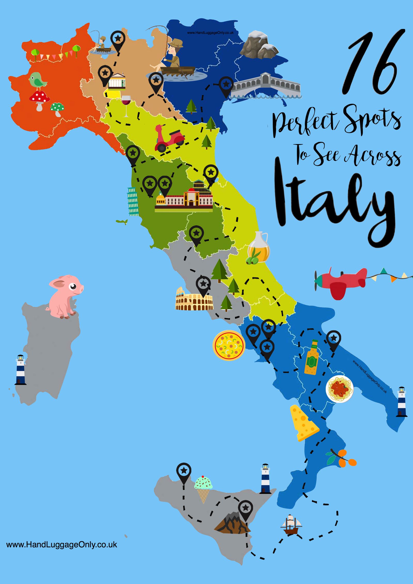 cities to visit in italy map